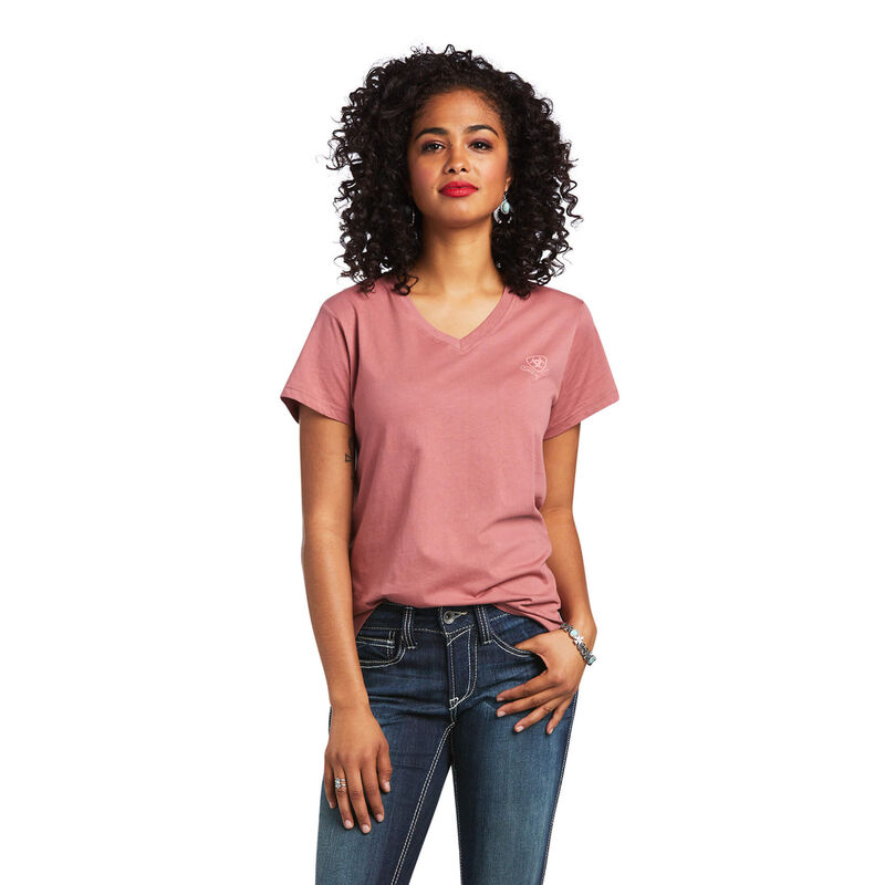 Ariat T-Shirts Damen - Real Vintage Sunburst Koralle ( CZUJO-7896 )